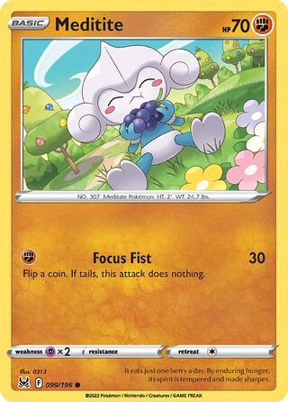 Meditite - Lost Origin - 099/196 - Non Holo - Near Mint - Common - #307