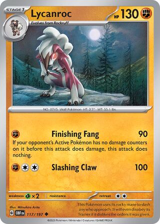 Lycanroc - Obsidian Flames - 117/197 - Non Holo - Near Mint - Uncommon - #745