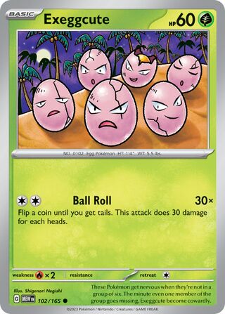 Exeggcute - 151 - 102/165 - Non Holo - Near Mint - Common - #102