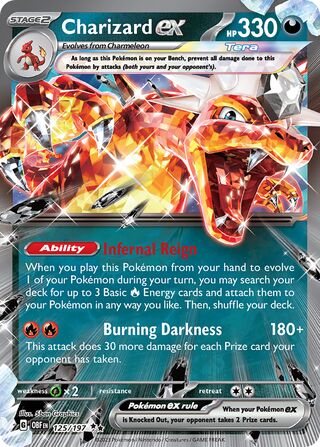 Charizard EX - Obsidian Flames - 125/197 - Holo - Near Mint - Double Rare - #006