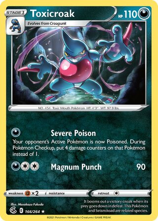 Toxicroak - Fusion Strike - 166/264 - Non Holo - Near Mint - Rare - #454