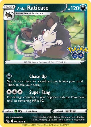 Alolan Raticate - Pokémon GO - 042/078 - Non Holo - Near Mint - Common - #020