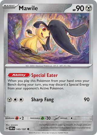 Mawile - Obsidian Flames - 143/197 - Non Holo - Near Mint - Uncommon - #303