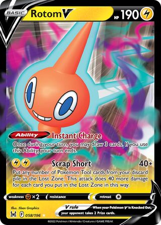 Rotom V - Lost Origin - 058/196 - Full Art - Near Mint - Holo Rare V - #479