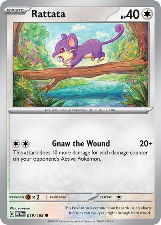 Rattata - 151 - 019/165 - Reverse Holo - Near Mint - Common - #019