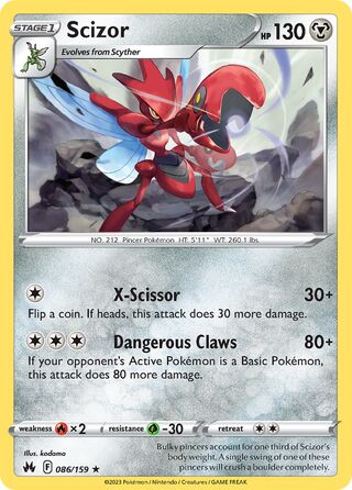 Scizor - Crown Zenith - 086/159 - Non Holo - Near Mint - Rare - #212