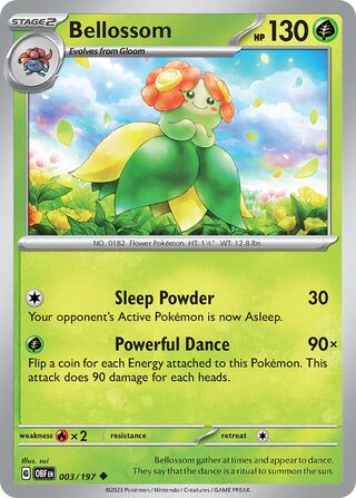 Bellossom - Obsidian Flames - 003/197 - Non Holo - Near Mint - Uncommon - #182