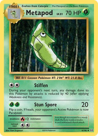 Metapod - Evolutions - 4/108 - Non Holo - Near Mint - Uncommon - #011