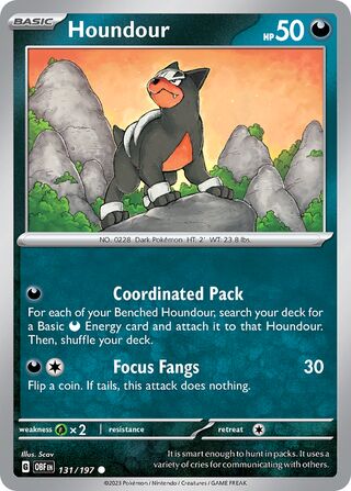 Houndour - Obsidian Flames - 131/197 - Non Holo - Near Mint - Common - #228