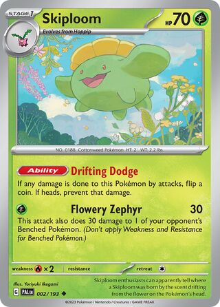 Skiploom - Paldea Evolved - 002/193 - Non Holo - Near Mint - Uncommon - #188