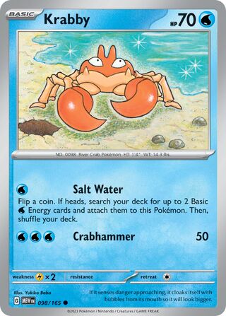 Krabby - 151 - 098/165 - Non Holo - Near Mint - Common - #098