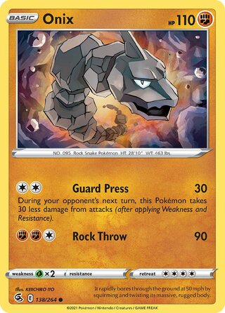 Onix - Fusion Strike - 138/264 - Non Holo - Near Mint - Common - #095