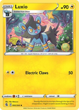 Luxio - Fusion Strike - 092/264 - Non Holo - Near Mint - Uncommon - #404