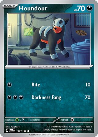 Houndour - Obsidian Flames - 132/197 - Non Holo - Near Mint - Common - #228