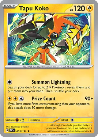 Tapu Koko - Surging Sparks - 065/191 - Holo - Near Mint - Rare - #785