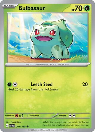 Bulbasaur - 151 - 001/165 - Non Holo - Near Mint - Common - #001