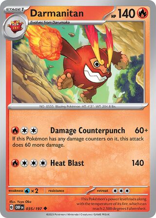 Darmanitan - Obsidian Flames - 035/197 - Non Holo - Near Mint - Uncommon - #555