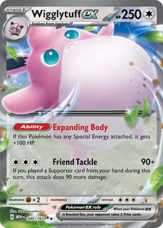 Wigglytuff EX - 151 - 040/165 - Full Art - Near Mint - Double Rare - #040