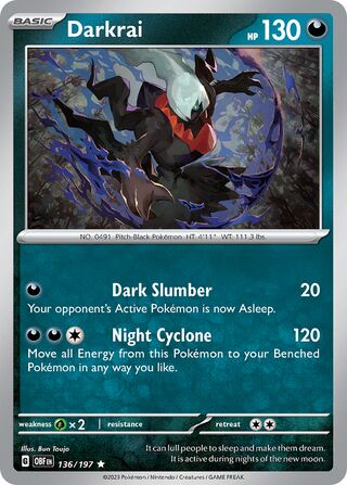 Darkrai - Obsidian Flames - 136/197 - Holo - Near Mint - Rare - #491