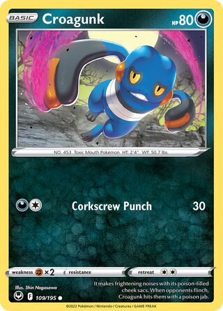 Croagunk - Silver Tempest - 109/195 - Non Holo - Near Mint - Common - #453