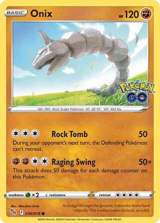 Onix - Pokémon GO - 036/078 - Non Holo - Near Mint - Common - #095