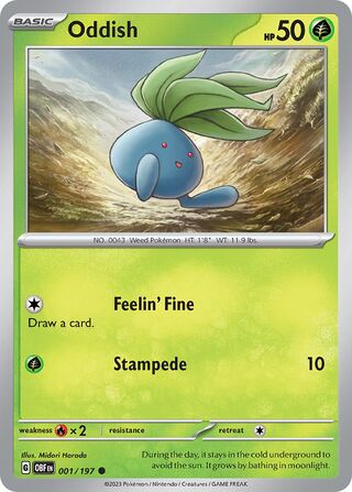 Oddish - Obsidian Flames - 001/197 - Non Holo - Near Mint - Common - #043