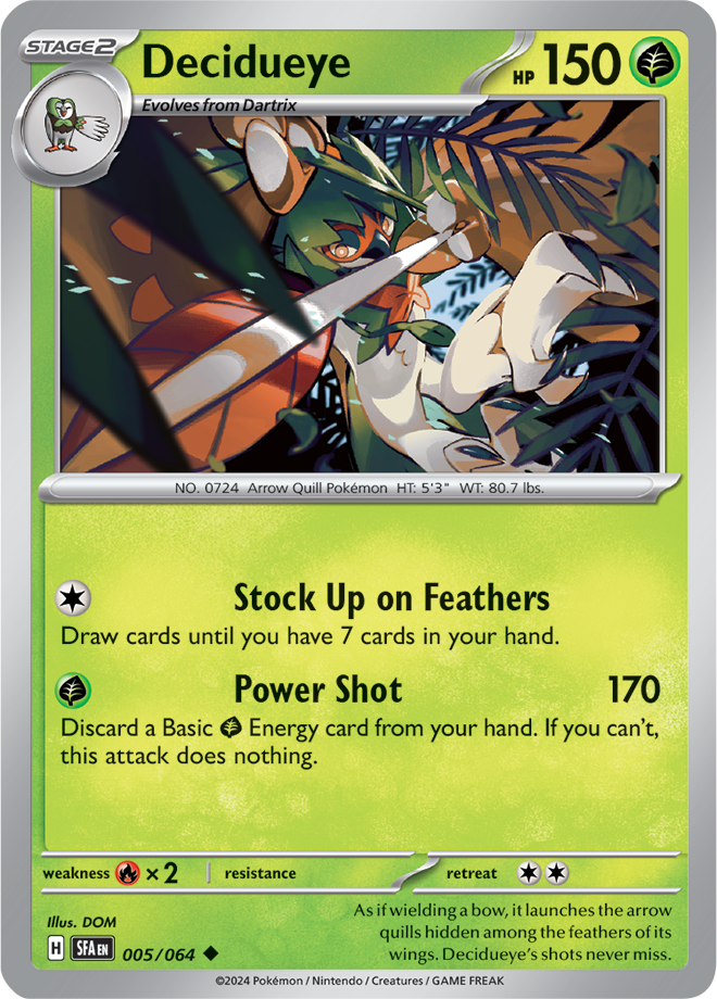 Decidueye - Shrouded Fable - 005/064 - Reverse Holo - Near Mint - Uncommon - #724