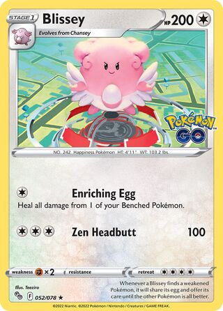 Blissey - Pokémon GO - 052/078 - Holo - Near Mint - Rare Holo - #242