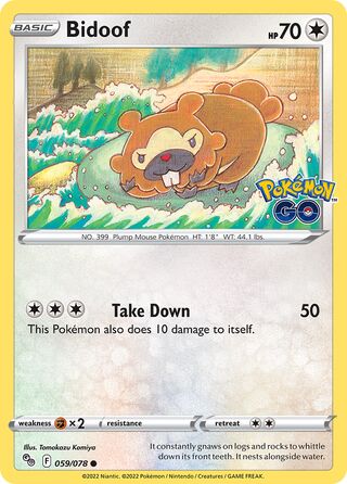 Bidoof - Pokémon GO - 059/078 - Non Holo - Near Mint - Common - #399