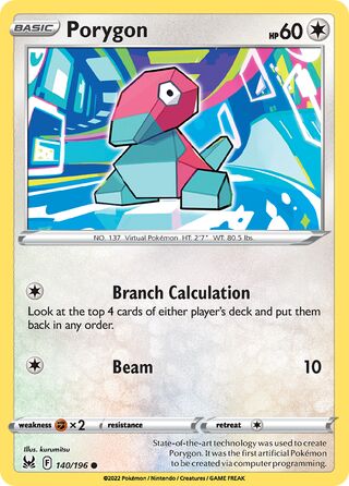 Porygon - Lost Origin - 140/196 - Non Holo - Near Mint - Common - #137