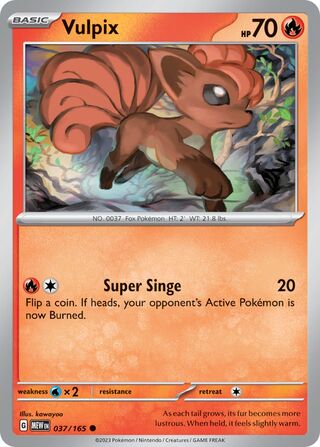 Vulpix - 151 - 037/165 - Non Holo - Near Mint - Common - #037