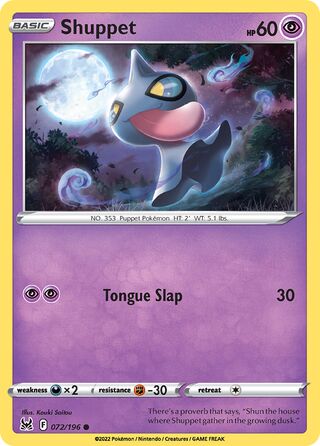 Shuppet - Lost Origin - 072/196 - Non Holo - Near Mint - Common - #353