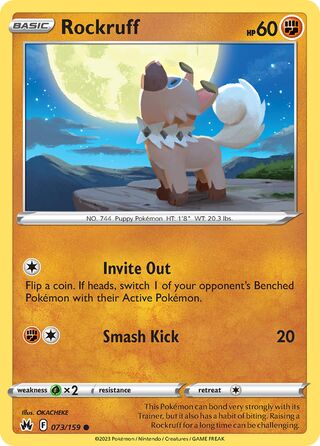 Rockruff - Crown Zenith - 073/159 - Non Holo - Near Mint - Common - #744