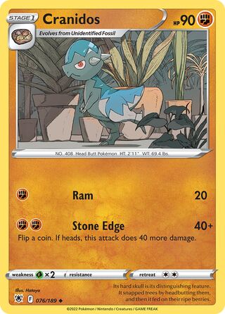 Cranidos - Astral Radiance - 076/189 - Non Holo - Near Mint - Uncommon - #408