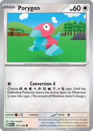 Porygon - 151 - 137/165 - Non Holo - Near Mint - Common - #137