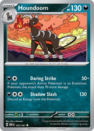 Houndoom - Obsidian Flames - 133/197 - Non Holo - Near Mint - Uncommon - #229