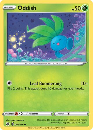 Oddish - Crown Zenith - 001/159 - Non Holo - Near Mint - Common -  #043