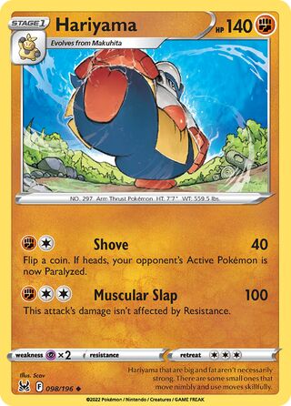 Hariyama - Lost Origin - 098/196 - Non Holo - Near Mint - Uncommon - #297