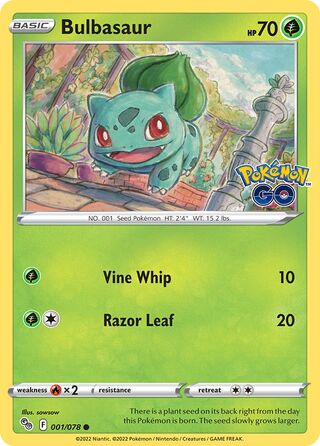 Bulbasaur - Pokémon GO - 001/078 - Non Holo - Near Mint - Common - #001