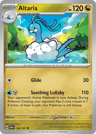 Altaria - Obsidian Flames - 160/197 - Non Holo - Near Mint - Uncommon - #334