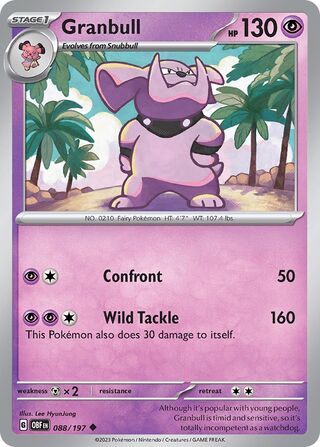 Granbull - Obsidian Flames - 088/197 - Non Holo - Near Mint - Uncommon - #210