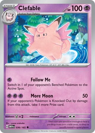 Clefable - 151 - 036/165 - Non Holo - Near Mint - Uncommon - #036