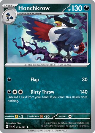 Honchkrow - Paldea Evolved - 132/193 - Non Holo - Near Mint - Uncommon - #430