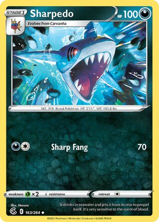 Sharpedo - Fusion Strike - 163/264 - Non Holo - Near Mint - Uncommon - #319