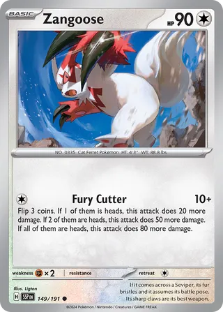 Zangoose - Surging Sparks - 149/191 - Non Holo - Near Mint - Common - #335