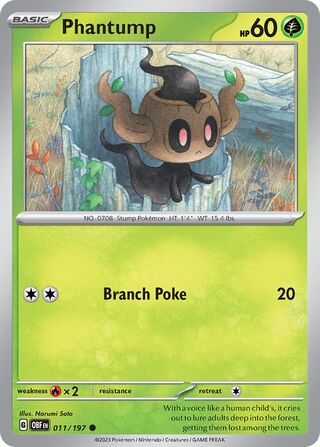 Phantump - Obsidian Flames - 011/197 - Non Holo - Near Mint - Common - #708