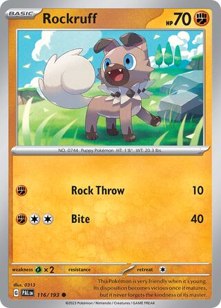 Rockruff - Paldea Evolved - 116/193 - Non Holo - Near Mint - Common - #744