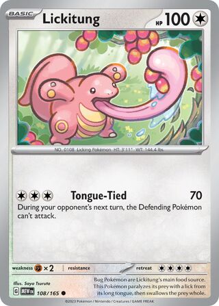 Lickitung - 151 - 108/165 - Non Holo - Near Mint - Common - #108