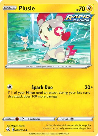 Plusle - Fusion Strike - 089/264 - Non Holo - Near Mint - Common - #311