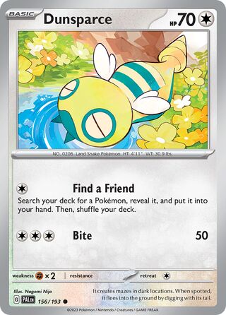 Dunsparce - Paldea Evolved - 156/193 - Non Holo - Near Mint - Common - #206